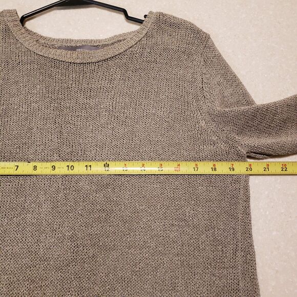 360 Sweater Women's Size Medium Taupe Tan Linen Blend Open Back Sweater Chunky - Picture 8 of 10